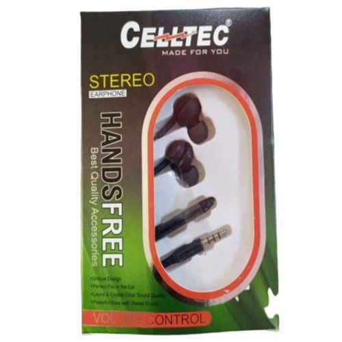 Mobile Black Celltec Stereo Wired Earphones With Mic For Calling And Music Compatible Screen Size: 4-7 Inch (In)