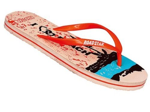 Orange Roadstar Cherry Ladies Printed Casual Rubber Flip Flop Slippers, Size 4X8