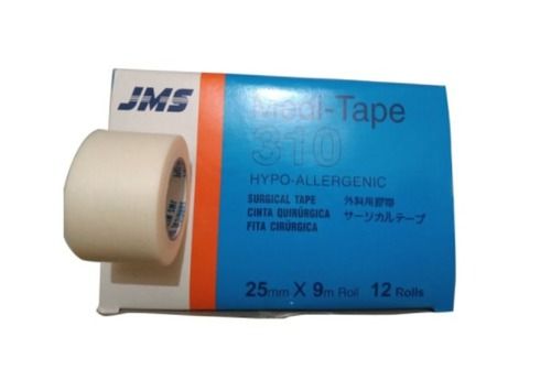 White 310 Jms Medi Surgical Tape, Size 25M, 1 Roll Length 9M, Hypo Allergenic, 1 Box (12 Roll)