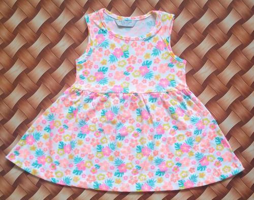 No Fade Casual Wear Sleeveless Pink And Blue Stylish Cotton Frocks For Baby Girl