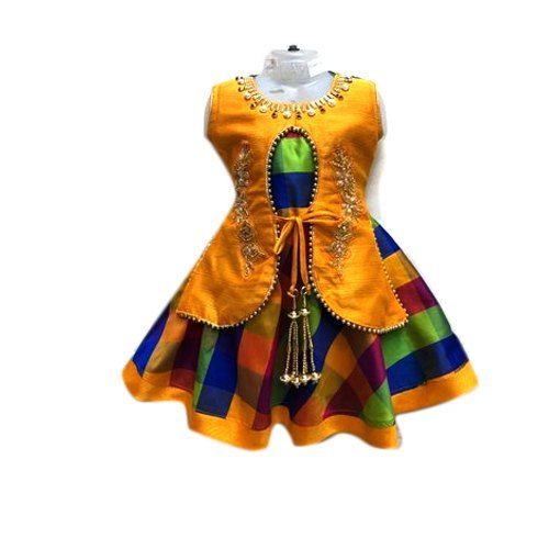 Kids Multi Color Simple And Elegant Party Wear Cotton Fancy Frock