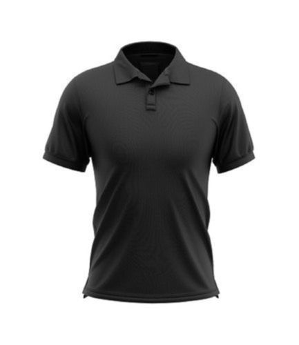 Mens Black Colour Plain Half Sleeve Casual Wear Cotton Polo T-Shirt