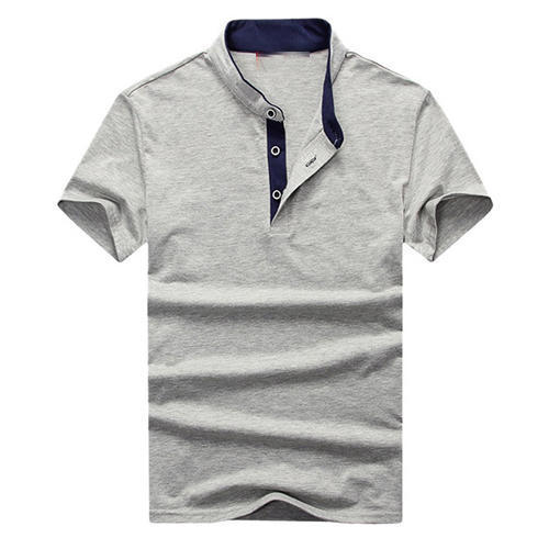 Mens Bright Grey Colour Chinese Neck Short Sleeves Casual T Shirts