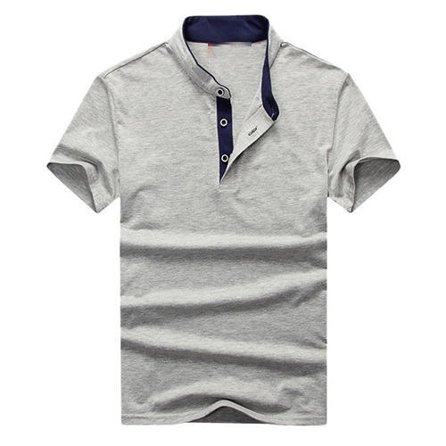 Mens Bright Grey Colour Chinese Neck Short Sleeves Casual T Shirts Age Group: Adult