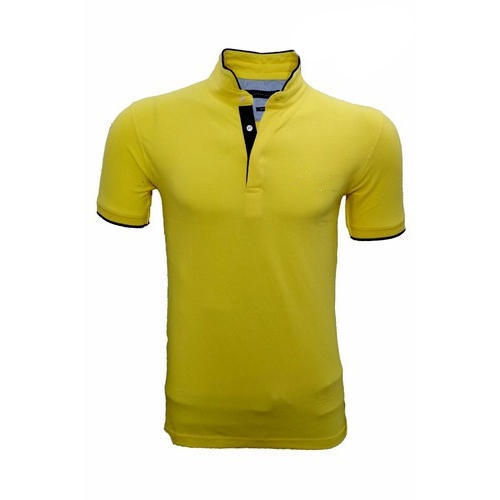 Mens Yellow Colour Stylish Short Sleeves Cotton Polo T-Shirts