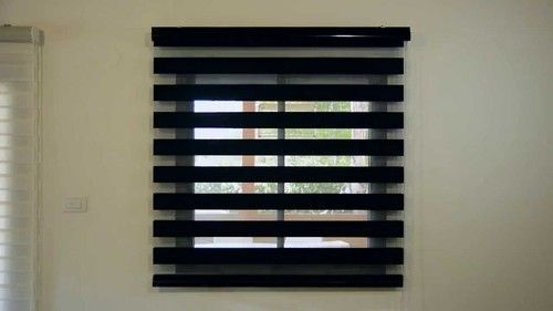 Black Pvc Plain Horizontal Zebra Blinds For Home, Office And Restaurant