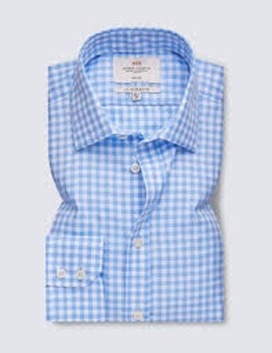 Blue And White Check Casual Wear Full Sleeve Cotton Designer Shirt For Mens Age Group: Customize