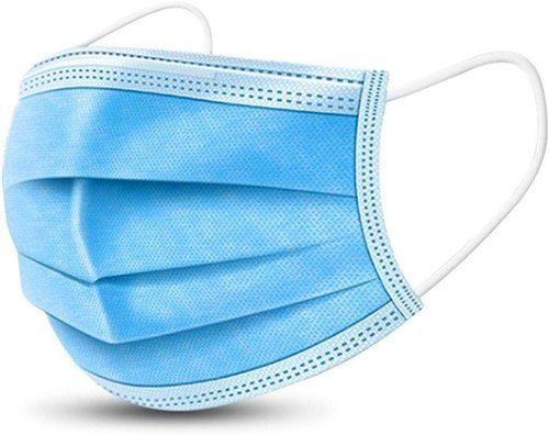 Blue Color Non Woven Disposable 3 Ply Face Mask For Hospital, Clinical & Personal Use