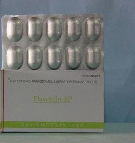 Davceclo-Sp Aceclofenac, Paracetamol And Serratiopeptidase 125Mg Medicine Raw Materials