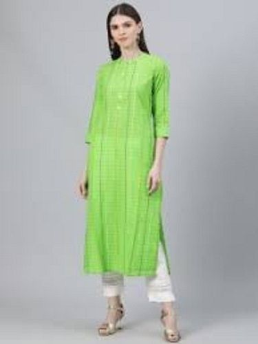 Green Color And Short Sleeve Fancy Kurti For Ladies For Festive Wear Bust Size: 38 Inch (In)