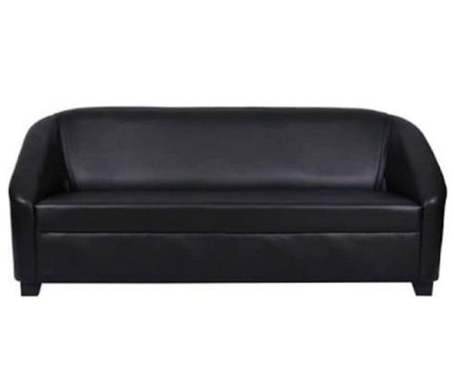 Modern Three Seater Black Leather Sofa For Office