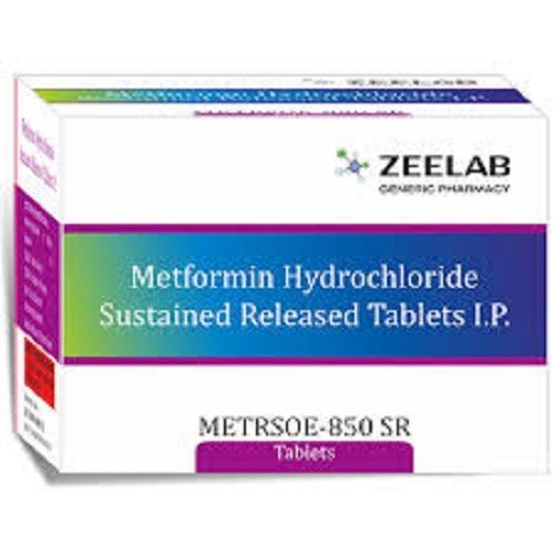 Box Packaging Metformin Hydrochloride Sustained Released Metrsoe-850 Sr Tablet Specific Drug