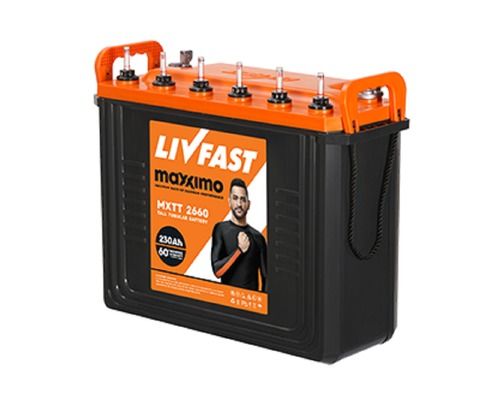 Livefast 12V Tubular Battery For Inverters With 2 Year Warranty, Black & Orange Color Sealed Type: Sealed