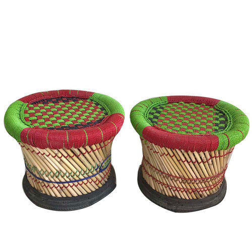 Natural Bamboo Mudha Stool Pair, Muddha Sitting Stools- Small Size