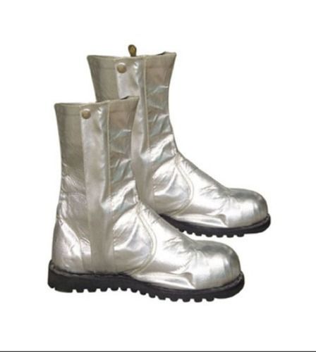 Round Shape Toe And Low Heel Silver Color Aluminium Fire Safety Shoes Size: Various Sizes Are Available