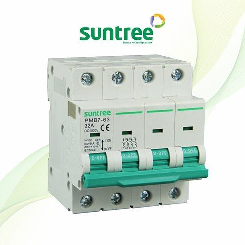 White+Green Suntree Pmb7 63 Dc Shockproof Three Pole Miniature Circuit Breakers (Mcb)