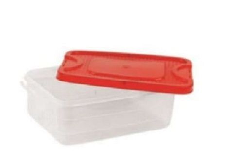 White And Red Plastic Lunch Box With Removable Divided Container Everyday Use