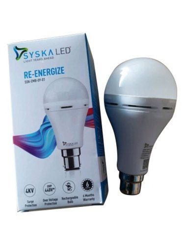 15 Watt, 120 Volt, 50Hz Cool Day Light Round Shape White Rechargeable Led Bulb  Body Material: Aluminum