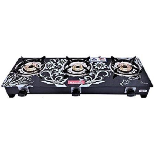 3 Burner Bp-Jio Digital Toughened Glass Top, Steel Manual Blue White Color Dimension(L*W*H): 69 X 39  Centimeter (Cm)