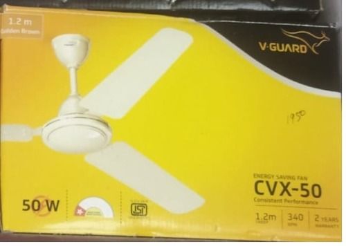 3 Kg 430 Rpm 90 वॉट 220 वोल्ट V गार्ड Cvx-50 सफ़ेद रंग का सीलिंग फैन लंबी यात्राओं के लिए बिल्कुल सही