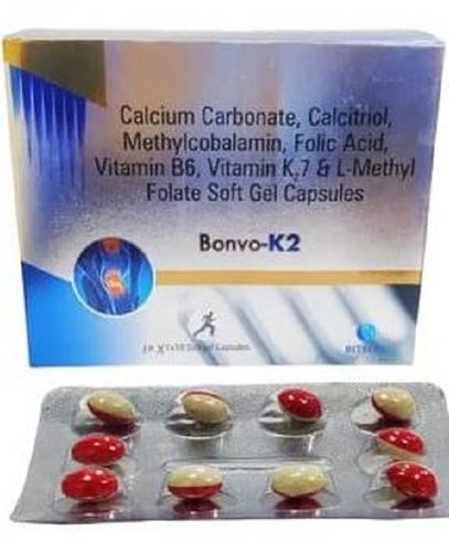 Calcium Carbonate Calcitriol Vitamin B6 K Folate Soft Gel Bonvo K2