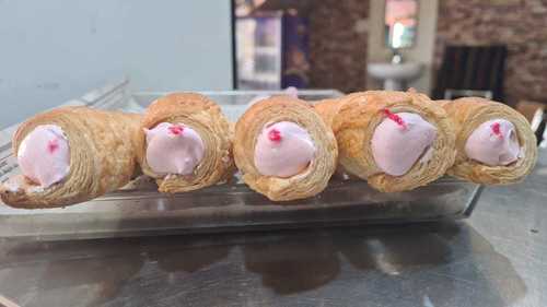 Delicious And Crunchy Army Bakery Vanilla Mix Fruits Eggless Cream Roll