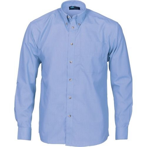 Formal Wear Blue Colour Full Sleeve Shirt With Polyester Cotton Materials Collar Style: Straight