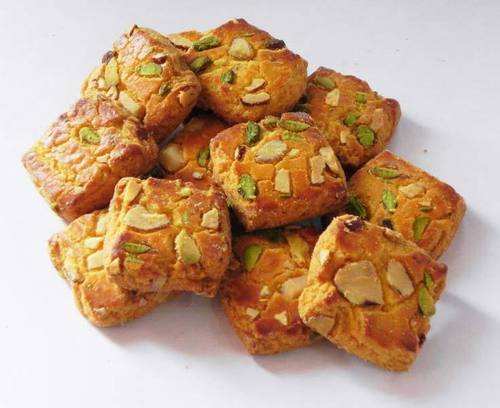 Healthy And Yummy Pista Badam Biscuits With Square Shape And 1 Months Shelf Life Texture: Crispy