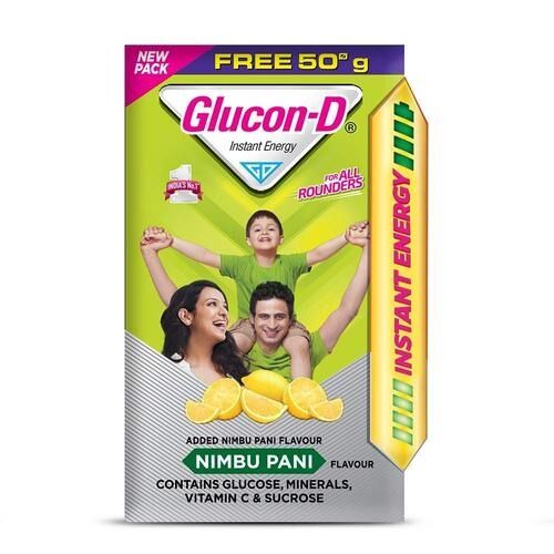 Instant Energy, Nimbupani Flavour Glucon D Which Contains Glucose, Minerals, Vitamin C, Sucrose Health Supplements