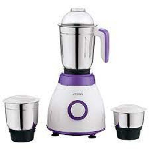 Purple And White Color Electrical Mixer Grinder With 3 Stainless Steel Jars Power: 500 To 750 Watt (W)