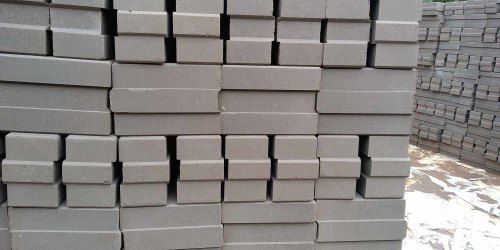 Gray Rectangular Shape, Grey Color And 8 Inch Fly Ask Interlocking Bricks