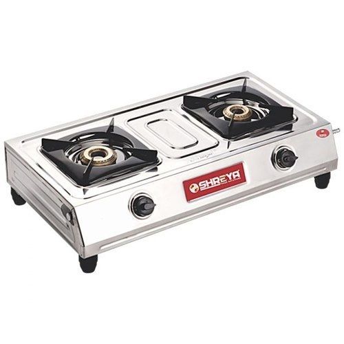 Silver Black Gas Stoves- 2 Burner Stainless Steel Lpg Stove Ambassador Dimension(L*W*H): 69 X 39  Centimeter (Cm)