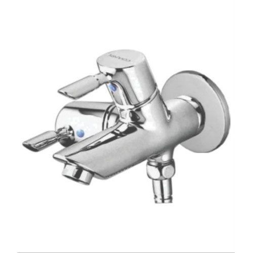 Stainless Steel Two Way Angular Spout Dual Handle Chrome Finish Bib Cock With Flange