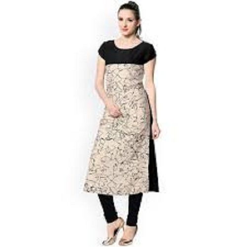 100% Cotton Casual Wear Short Sleeves Black And White Kurti For Ladies Bust Size: 38 Inch (In)