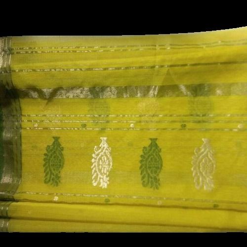 Summer 6.3 Meter Ladies Light Green Cotton Silk Saree For Party Wear