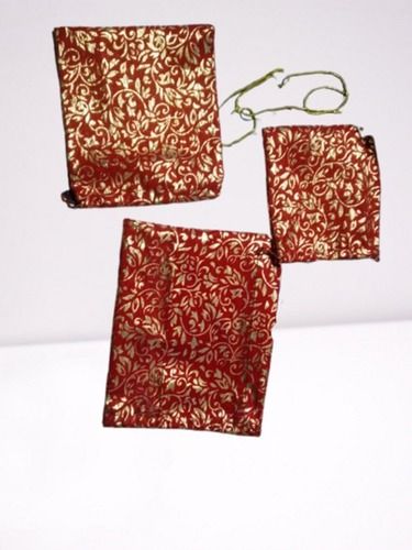 6X4 Size Natural Linen Fabric And Cotton In The Inner Lining Jewelry Pouches For Women Design: Flower