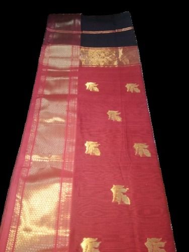 Red And Golden Chanderi Silk Saree