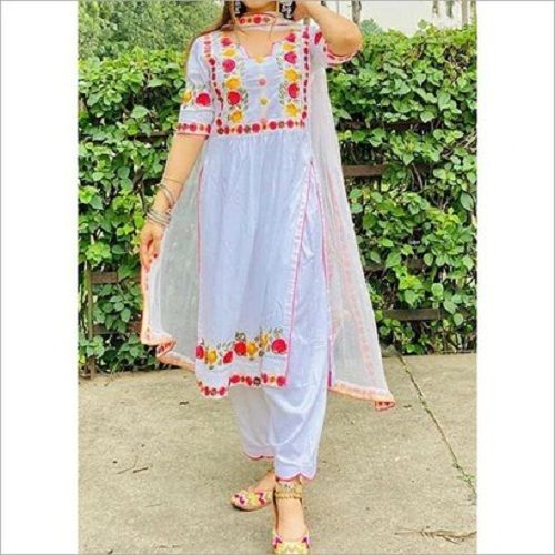 White High Design And Comfortable Shrink Resistant Indian Ladies Fancy  Salwar Suit at Best Price in Faridkot
