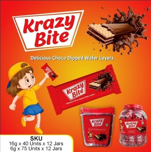 Krazy Bite Tasty And Crunchy Sweet Chocolate Dipped Wafer Layer For Party, Festival