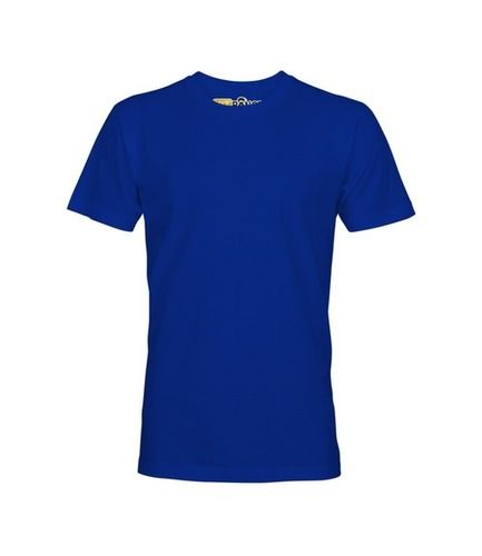 Blue Mens Plain Casual Wear Cotton Short Sleeves Round Neck T-Shirt