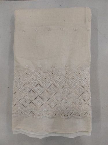 Shrink-Resistant Off White 44 Inch Width Traditional Chikankari Embroidery Work Cambric Cotton Palazzo Fabric