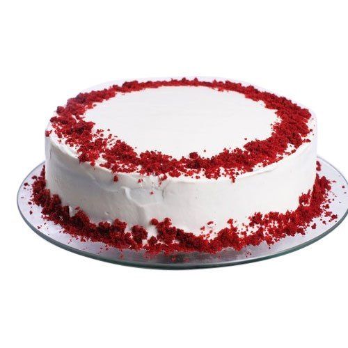 Round Shape Red and White Colour Red Velvet Cake for Birthday Parties