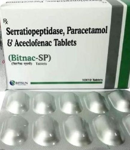 Serratiopeptidase, Paracetamol And Aceclofenac Tablets, 10x10 Tablet Pack