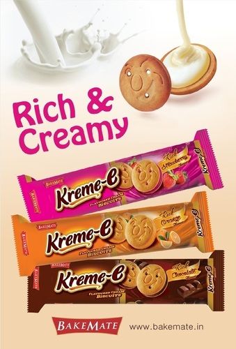 BakeMate Orange, Strawberry And Chocolate Flavor Rich Cream Biscuits