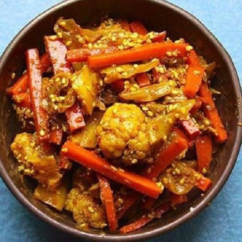 Delicious Taste Mixed Spicy Vegetable Pickle Served With Food