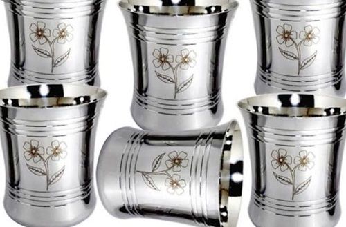 Elegant Design Silver Color Stainless Steel Water Glasses Set For Home, Hotels Size: Small