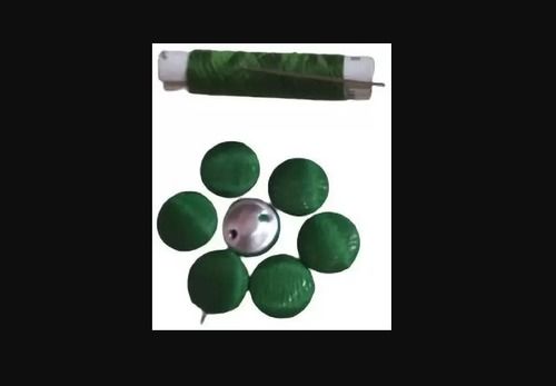 Fancy 0737 Round Steel Polyester Buttons, Pack Of 7 Pieces, Green Color