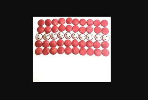 Buttons Fancy 212 Red Color Two Hole Flat Fabric Buttons, Pack Of 25 Pieces