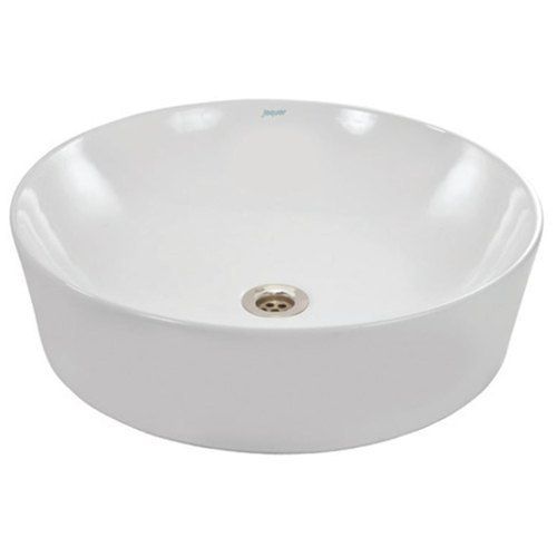 White Jaquar Opal Round Thin Rim Table Top Wash Basin With Single Fucket Hole