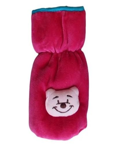 Red Soft And Washable Pink Color Velvet Teddy Bottle Cover For 240 Ml Bottle